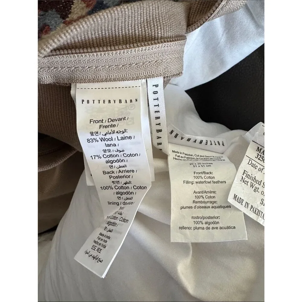 Pottery Barn Curtis Kilim Set of 2 Pillows Wool/ Cotton Blend Multi Colored EUC